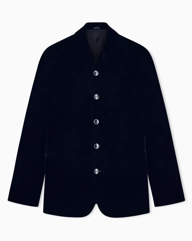 Blazer One Shot einreihig aus glattem Stretch-Samt Schwarz
