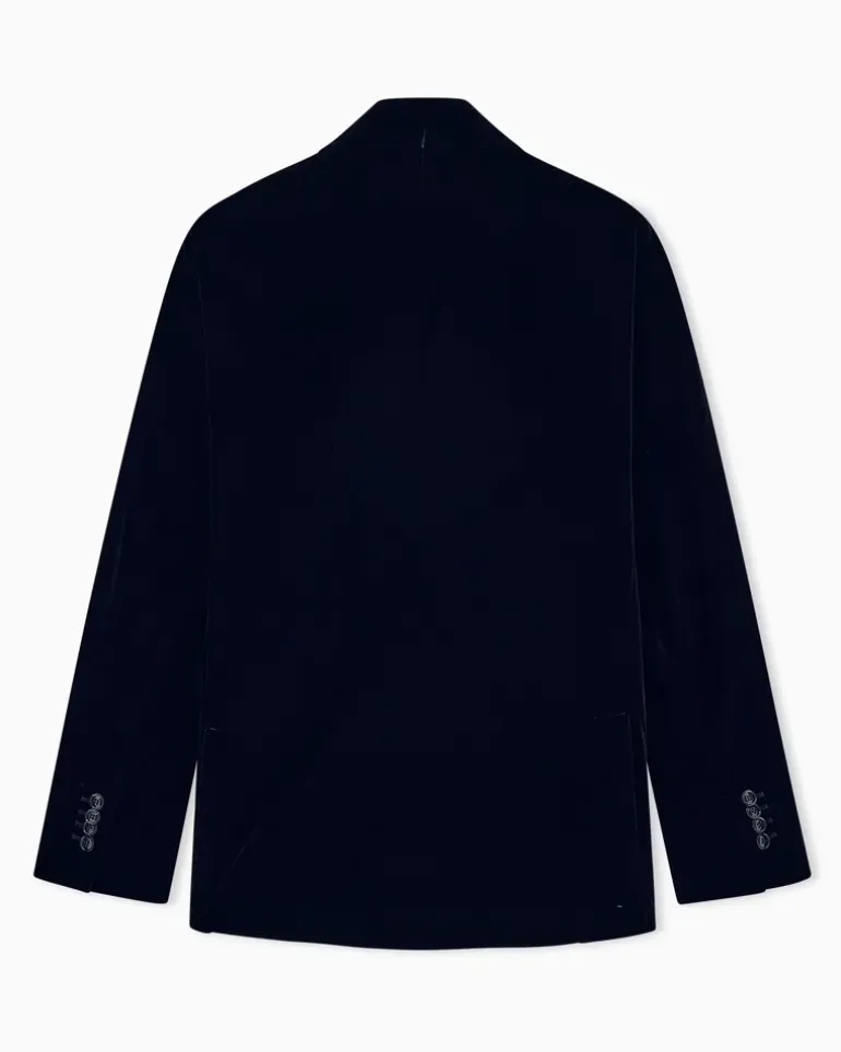 Blazer One Shot einreihig aus glattem Stretch-Samt Schwarz