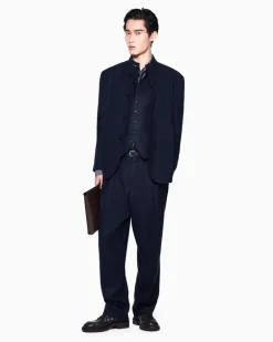 Blazer One Shot reguläre Passform aus fließender Schurwolle Marineblau