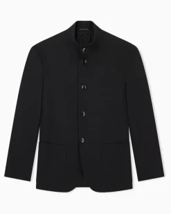 Blazer Regular aus Wollcrepe Schwarz