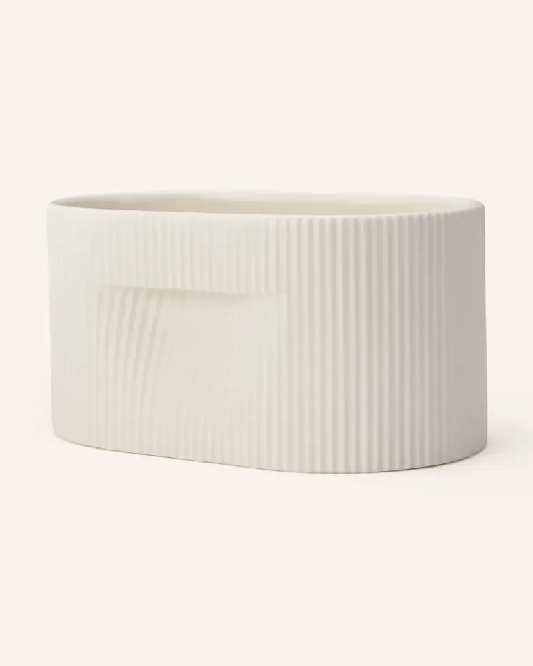 Blumentopf Ridge weiss Creme