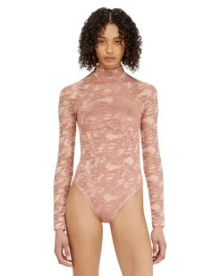 Body aus Nylonspitze mit offenem Rücken - Bodys - Damen - Rosa