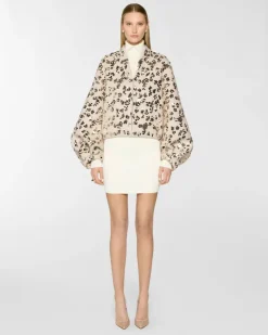 Bomber with voluminous sleeves and sequins Grey