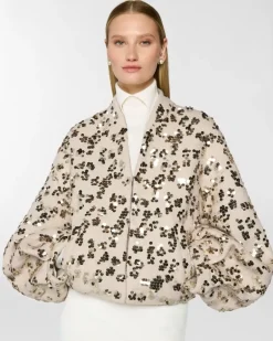 Bomber with voluminous sleeves and sequins Grey
