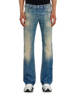 Bootcut Jeans Low Waist 2007 Zatiny, Mittelblau, Knopfverschluss