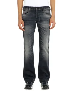 Bootcut Jeans Low Waist 2007 Zatiny, Schwarz/Dunkelgrau, Knopfverschluss