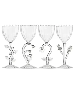 Botanica Weingläser mit Blumendetail (4er-Set) - Weiß