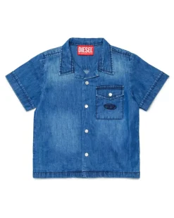 Bowlinghemd aus gewaschenem Denim - Hemden - Herren - Blau