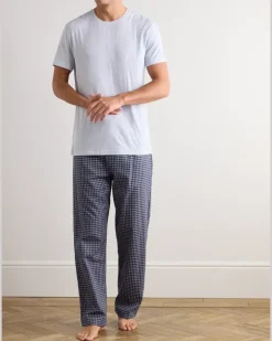 Braemar 32 Cotton-Flannel Pyjama Trousers Blue