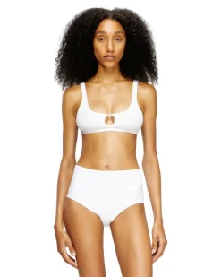 Bralette aus gerippter Baumwolle mit ovalem Schmuck-D - BHs - Damen - Weiss