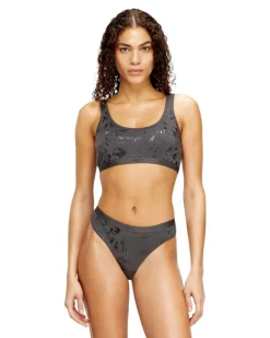 Bralette aus Stretch-Baumwolle mit Metallic-Print - BHs - Damen - Grau