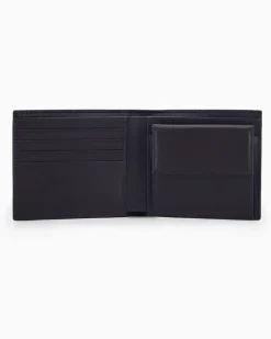 Brieftasche aus Leder mit Wellenprägung und Münzfach Braun