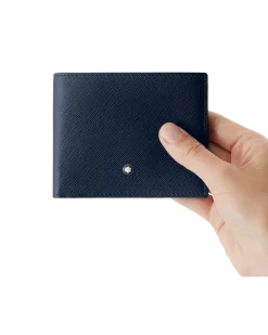 Brieftasche 6 cc aus Sartorial Leder - Tintenblau - MB131721 - Brieftaschen
