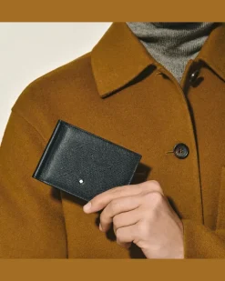 Brieftasche 6 cc mit Geldscheinklammer aus Sartorial Leder - Schwarz - Leder - MB130316 - Brieftaschen