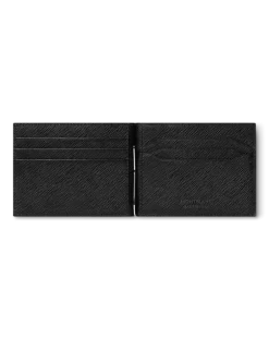 Brieftasche 6 cc mit Geldscheinklammer aus Sartorial Leder - Schwarz - Leder - MB130316 - Brieftaschen