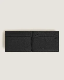 Brieftasche 6 cc mit Geldscheinklammer aus Grain Leder - Schwarz - Leder - MB221402 - Brieftaschen