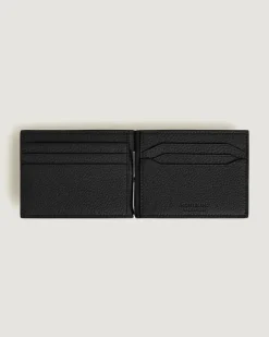 Brieftasche 6 cc mit Geldscheinklammer aus Grain Leder - Schwarz - Leder - MB221402 - Brieftaschen