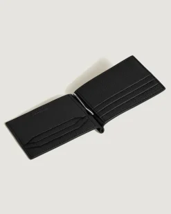 Brieftasche 6 cc mit Geldscheinklammer aus Grain Leder - Schwarz - Leder - MB221402 - Brieftaschen