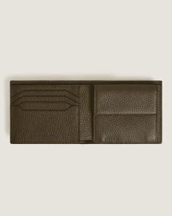 Brieftasche 4 cc mit Münzfach aus Grain Leder - Khaki - Leder - MB220216 - Münzbörsen
