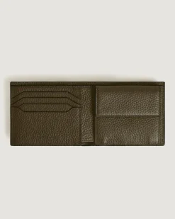 Brieftasche 4 cc mit Münzfach aus Grain Leder - Khaki - Leder - MB220216 - Münzbörsen
