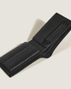 Brieftasche 4 cc mit Münzfach aus Grain Leder - Schwarz - Leder - MB220217 - Münzbörsen