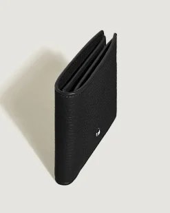 Brieftasche 4 cc mit Münzfach aus Grain Leder - Schwarz - Leder - MB220217 - Münzbörsen