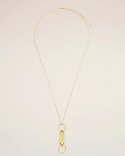 Brillenkettencollier mit Anhänger aus goldfarbenem Messing Gelb Unisex