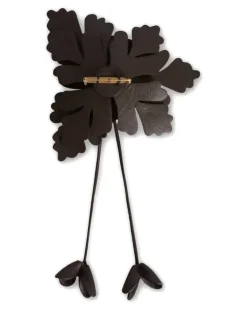 Brosche aus Leder mit Blumenmotiv - Braun