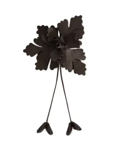 Brosche aus Leder mit Blumenmotiv - Braun