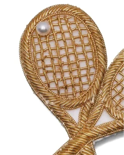 Brosche im Tennisschläger-Design - Gold