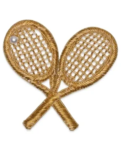 Brosche im Tennisschläger-Design - Gold