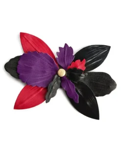 Brosche mit Blumendesign - Schwarz