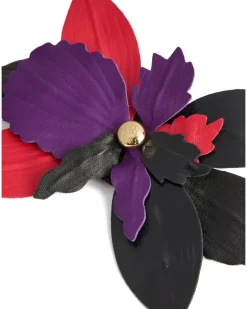 Brosche mit Blumendesign - Schwarz