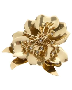 Brosche mit Blumenmotiv - Gold