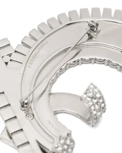 Brosche mit Kristallen - Silber