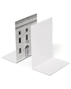 Buchstützen mit Fassaden-Print - Weiß
