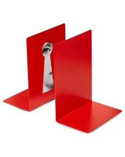 Buchstützen mit Schlüssellochmotiv - Rot