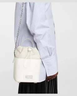 Bucket Bag 5AC aus Leder Weiß
