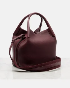 Bucket Bag Bale Small aus Leder Burgunderrot
