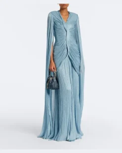 Bucket Bag Bon Bon aus Satin mit Kristallen Blau