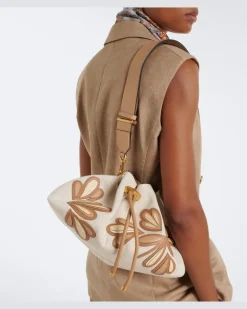 Bucket Bag Bon Bon Medium mit Leder Weiß