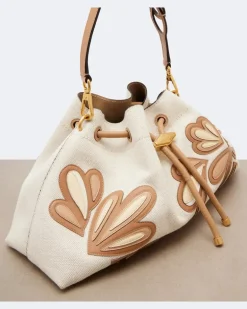 Bucket Bag Bon Bon Medium mit Leder Weiß