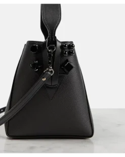 Bucket Bag Cabachic Mini aus Leder Schwarz