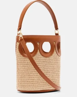 Bucket-Bag Gancini Small aus Raffiabast Braun