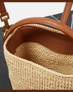 Bucket Bag Le 37 Mini aus Raffiabast Neutral