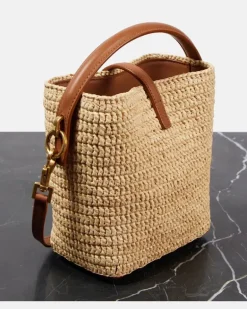 Bucket Bag Le 37 Mini aus Raffiabast Neutral