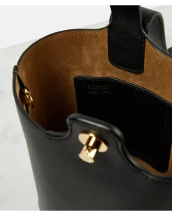 Bucket Bag Pebble Mini aus Leder Schwarz