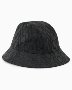 Bucket Hat mit Allover-Logo Schwarz