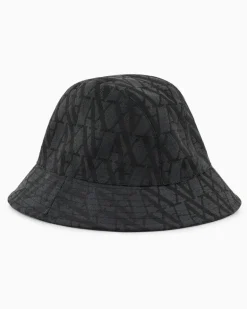 Bucket Hat mit Allover-Logo Schwarz