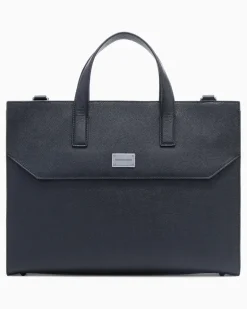 Businesstasche aus getrommeltem Leder Schwarz